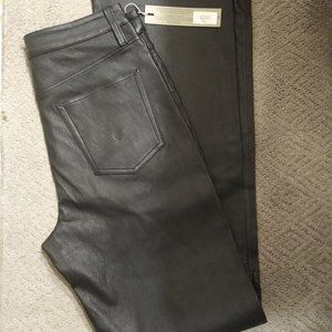 HUDSON JEANS Faye Black Leather Pants Size 29 NWT Missing Button Closure